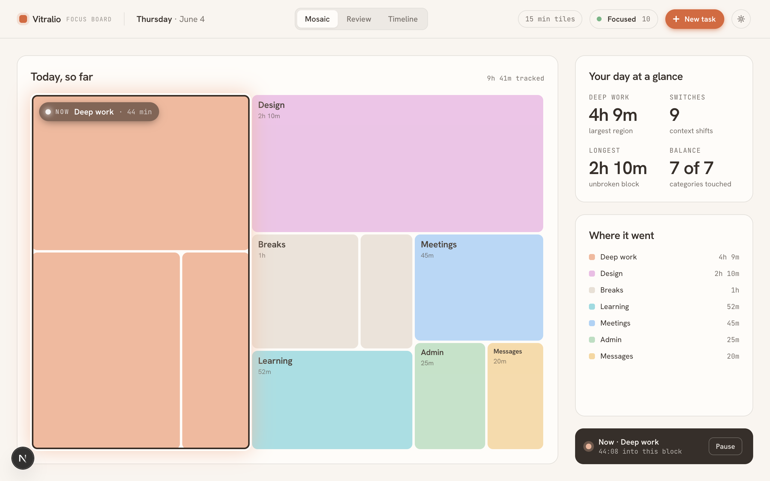 Vitralio mosaic — light theme